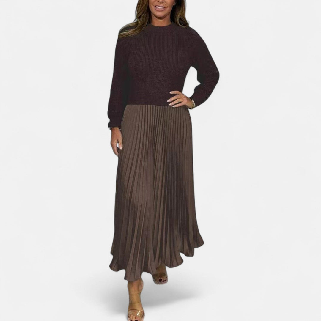 Caelynnah | Elegant Maxi Dress with Sweater & Pleated Skirt