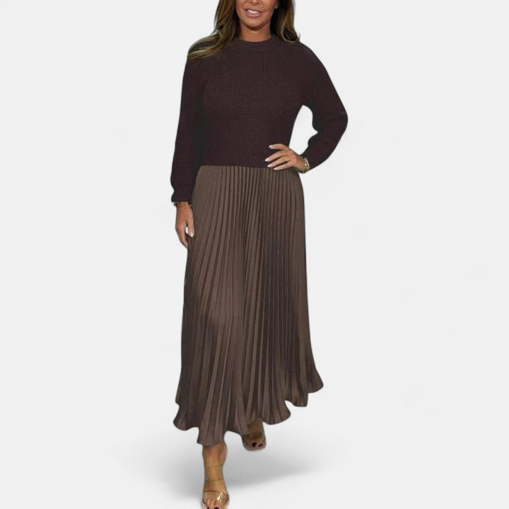 Caelynnah | Elegant Maxi Dress with Sweater & Pleated Skirt