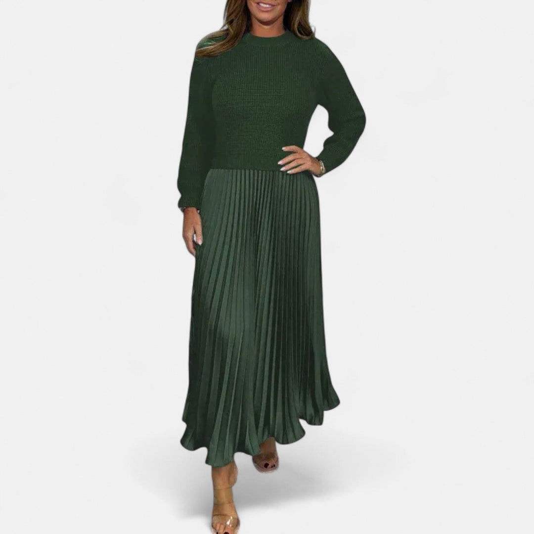 Caelynnah | Elegant Maxi Dress with Sweater & Pleated Skirt